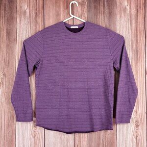 Marine Layer Mens Size Large Purple Double Knit Striped LS Shirt Rayon Blend